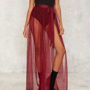 Nasty Gal- Burgundy Red Tulle Skirt
